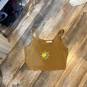 Cute brown sun crop top from Romwe